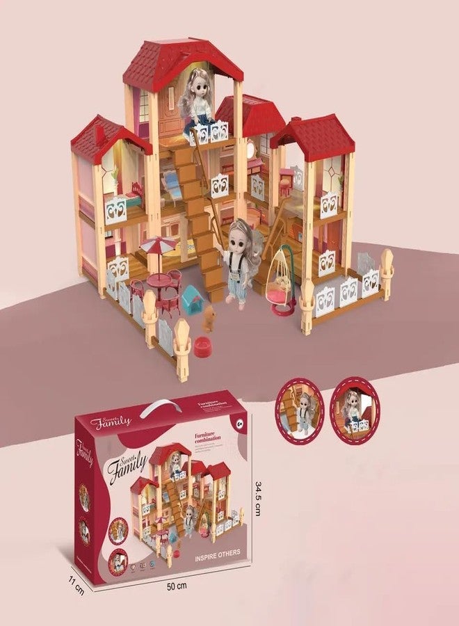 Samtop Sweet Family Dollhouse with Doll House Furniture with Doll Toys Pretend Playset Toys for Girls - Image 2